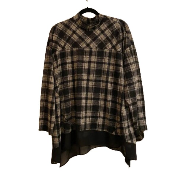 Style & Co. Plaid Mock Turtleneck Top Grey Black Plaid size 2X - Picture 1 of 10